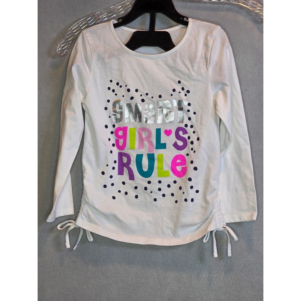 Gerber Graduates Girls 5T White Smart Girls Rule Long Sleeve Graphic Tee Shirt